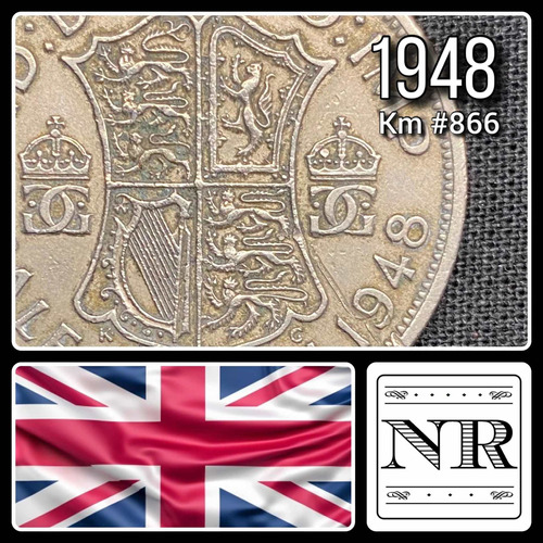 Inglaterra - 1/2 Crown - Año 1948 - Km #866 - George Vi