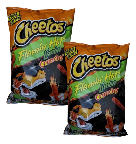 Cheetos Crunchy Flamin Hot Limón Papitas Americanas 2 Pack