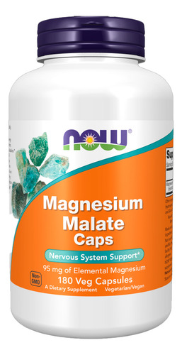 Malato De Magnésio Now Foods 180 Cápsulas + Porta Cápsulas Sabor Sem Sabor