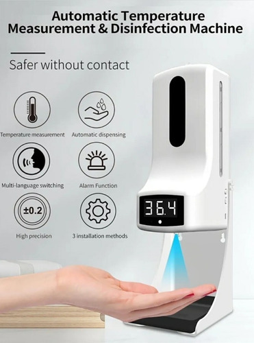 Imagen 7 de 8 de Despachador Gel Jabón Automático Termómetro Infrarrojo Dual