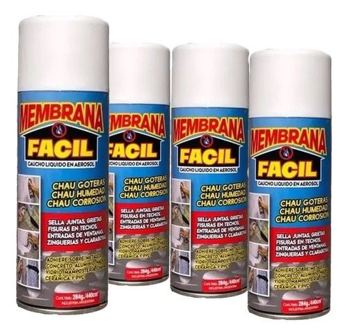 Membrana Facil Caucho Liquido En Aerosol 284gr Blanco X 4u