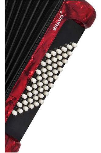 Hohner Bravo Ii 48 A16532 Acordeón Cromático Rojo Con Funda
