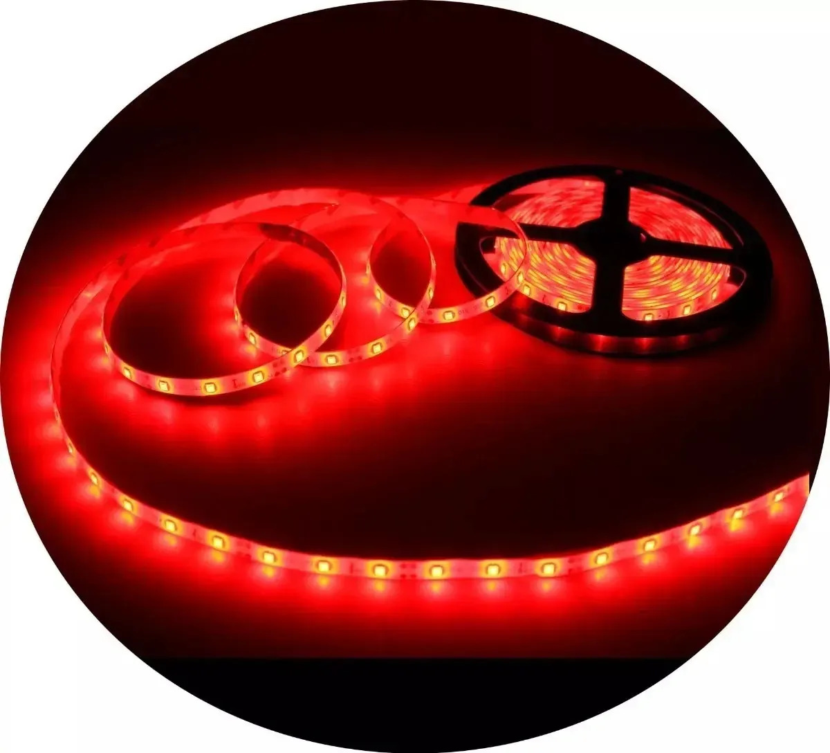 Fita LED Vermelha IP65 3528 5m com Fonte para Iluminação Interna e Externa