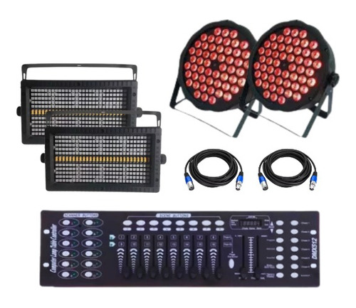  Canhão 54 Leds Iluminação + Mesa Dmx Dj + 2 Mini Strobo 60w