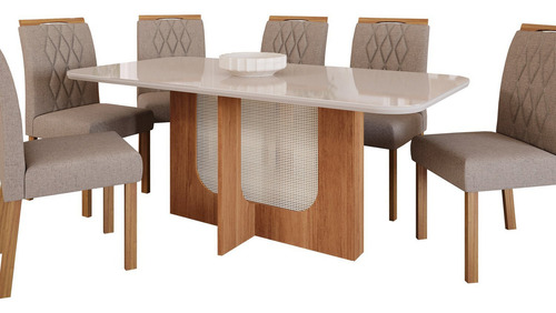 Mesa De Jantar Louise 180cm Com 6 Cadeiras Juliana Jj
