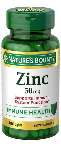 Natures Bounty Zinc, Apoyo Inmunológico, 50 Mg, Comprimid.