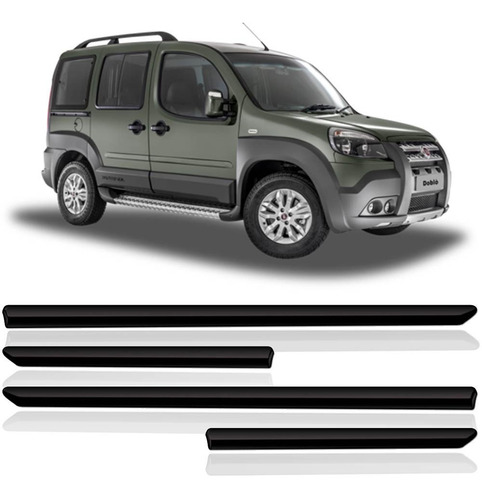 Kit Borrachão Lateral Doblo 02 03 04 05 06 07 08 09 4 Peças