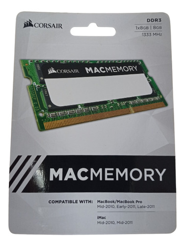 Mac Memory Corsair, 8gb, Ddr3, 1333mhz, Cmsa8gx3m1a1333c9