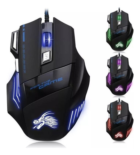 Mouse Gaming Optico 7 Botones Usb Con Cable Juegos Pc Gamer