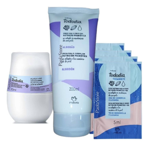 Tododia Algodón Crema Corporal 200ml, Roll On Set.x2u Natura