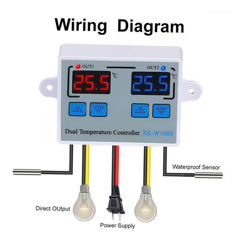 Controlador De Temperatura De Termostato Digital Duplo Dois