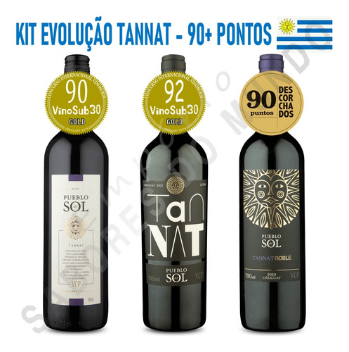 Kit Vinhos Uruguaios - Kit Evolução Tannat - 3 Rótulos