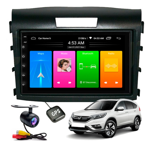 Kit Multimidia Android Honda Crv 2012 A 2016 Gps Carplay Cam