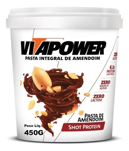 Pasta De Amendoim Shot Protein Vitapower 450g Premium