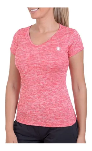 Camiseta Cuello V Jaspeada Wilson Dama Gym Fitness