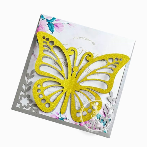 50 Invitaciones Sobre Corte Laser S 15-222 + Mariposa Aperl