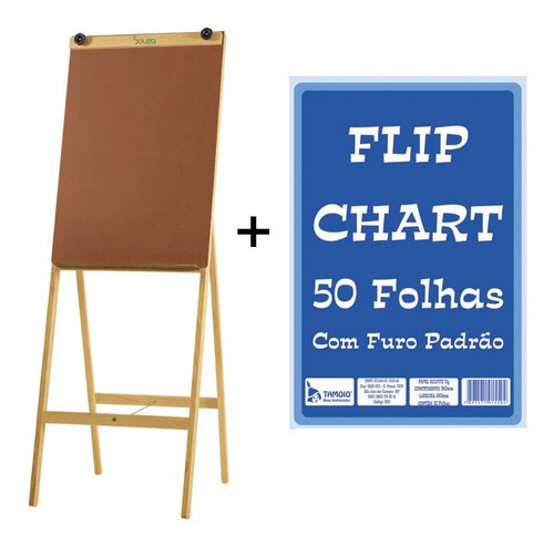 Cavalete Madeira Souza + 1 Bloco Flip Chart