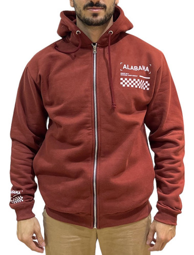 Buzo Canguro Campera De Algodón 100% Alabama Zip Hoodie Moda