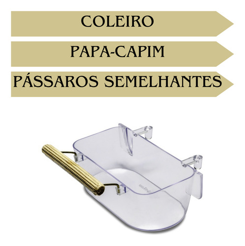 Kit 6un - Banheira Suspensa Para Coleiro Com Poleiro 90ml Cristal
