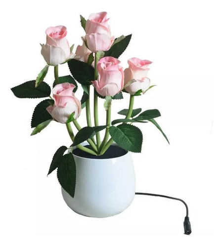 Lámpara Led De Simulación De Jarrón Con Forma De Flor Rosa