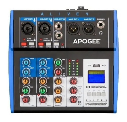 Consola Mixer 4 Canales Usb Bluetooth Mp3 Apogee Alive 4