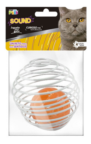 Juguete Para Gato Pelota Enjaulada Fancy Pets Sound Color Naranja claro