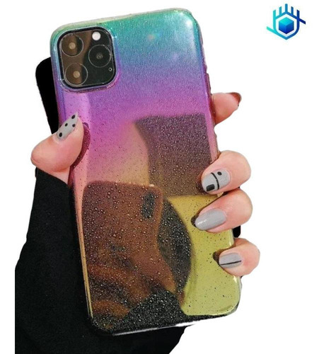 Funda Tornasol Para iPhone Ligera Arcoiris Unicornio Mujer