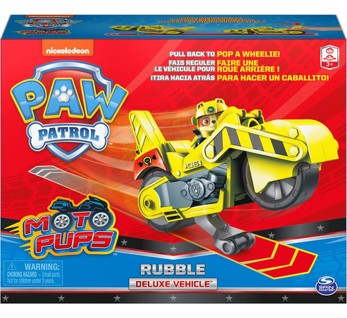 Motocicleta Moto Pups Paw Patrol Con Figura De Rubble