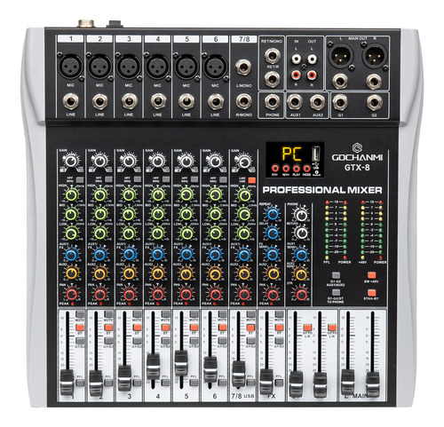 Gochanmi Gtx8 Mezcladora De Audio 8 Canale Usb Bluetooth 48v