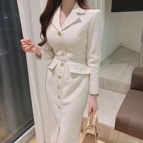 Vestido Blazer Vintage Feminino Manga Longa Outono Anires