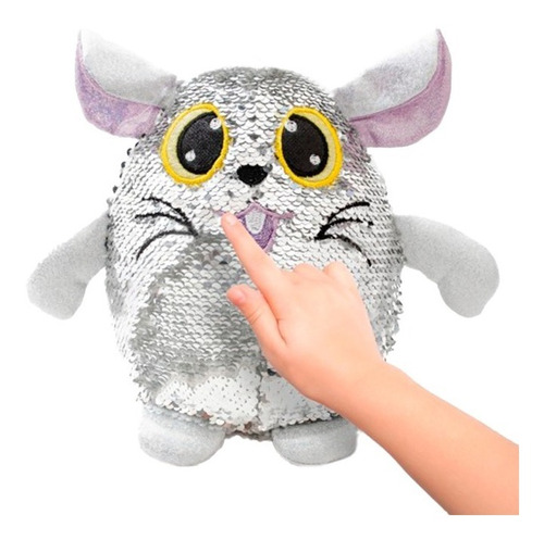 Imagen 4 de 6 de Peluche Muñeco Bebe Oso Gato Perro Lentejuela Reversible
