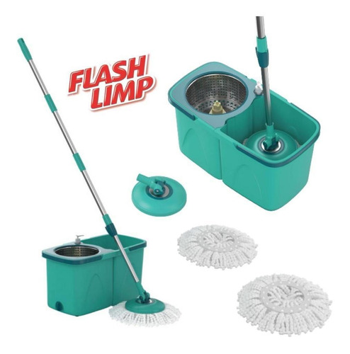 Mop Flash Limp Mop Giratório Extensor Verde
