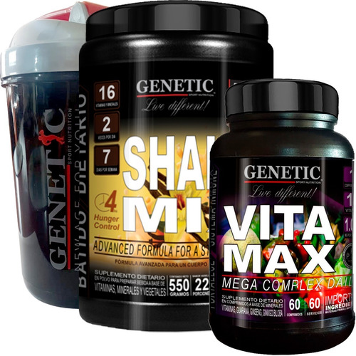 Batido Vegano Shake Mix Multivitamina Vitamax Shaker Genetic