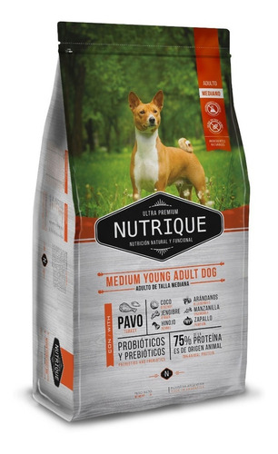 Imagen 2 de 2 de Alimento Nutrique Medium Young Adult Dog para perro adulto de raza mediana sabor pavo y cerdo en bolsa de 12kg