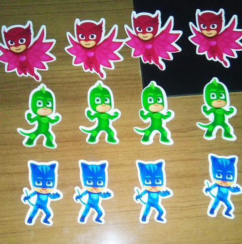Imagem 1 de 3 de 100 Tags, Topper, Apliques Para Festas - Pj Mask
