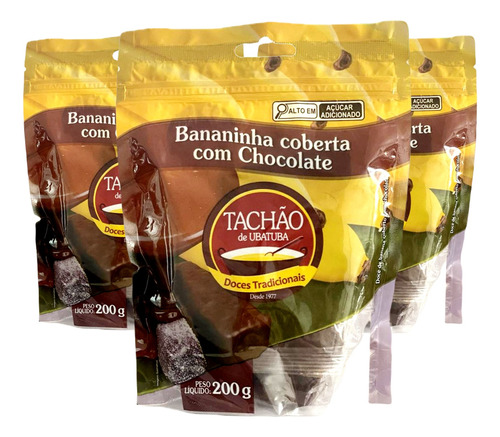 Bananinha Com Chocolate Tachão De Ubatuba 200g (3 Und)