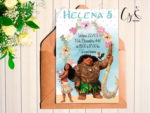  Mini Kit Imprimible  Moana Chic Flores + Inv Dig