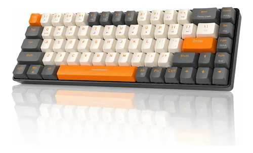 Free Wolf K68 Teclado Mecânico Sem Fio Gamer Bluetooth Pc Bege Português Brasil