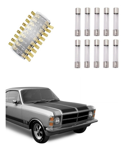 Kit Caixa Fusível Com Fusíveis Vidro Opala Caravan