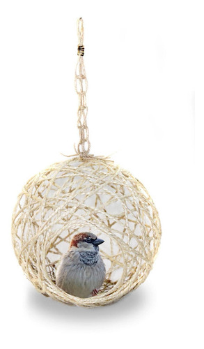 Imagem 2 de 2 de Ninho Pássaro Sisal Lavável Tamanho P 10cm - Cor Natural