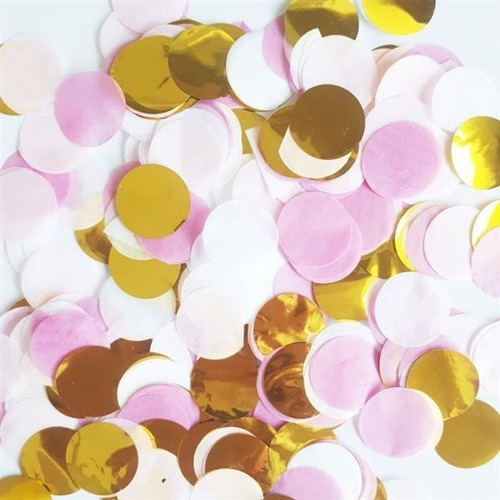 Confetti Circulos Rosa Gold Rose Cotillon Globos Confetti