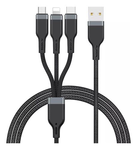 Wiwu Pt05 Cable 3 En 1 Usb A Light/micro/ Usb-c 1.2m