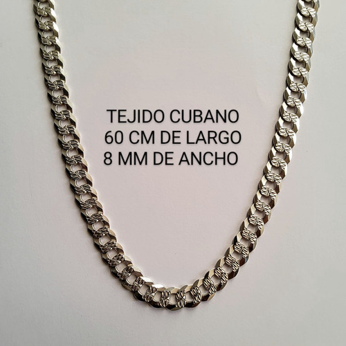 Cadena De Plata Tejido Cubano Gruesa Nueva