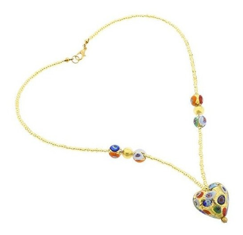 Collar - Murano Glass Heart Necklace - Klimt