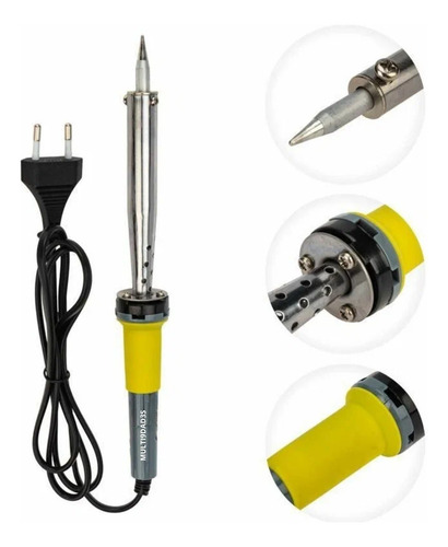 Kit Ferro De Solda Soldar 60w 110v Profissional + Tubo 15g E Suporte Soldagem Eletrônicos Reparos
