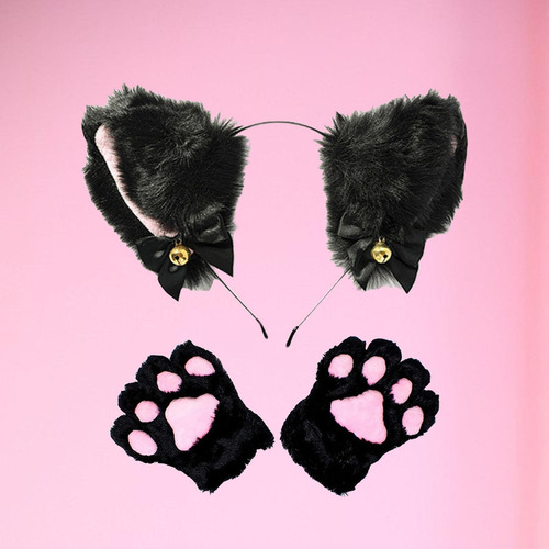 De Conjunto De Diadema Y Guantes Con Orejas De Gato De