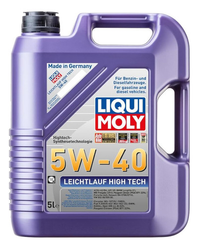 Aceite Sintetico 5w 40 Molygen Hig Tech Liqui Moly 5lt