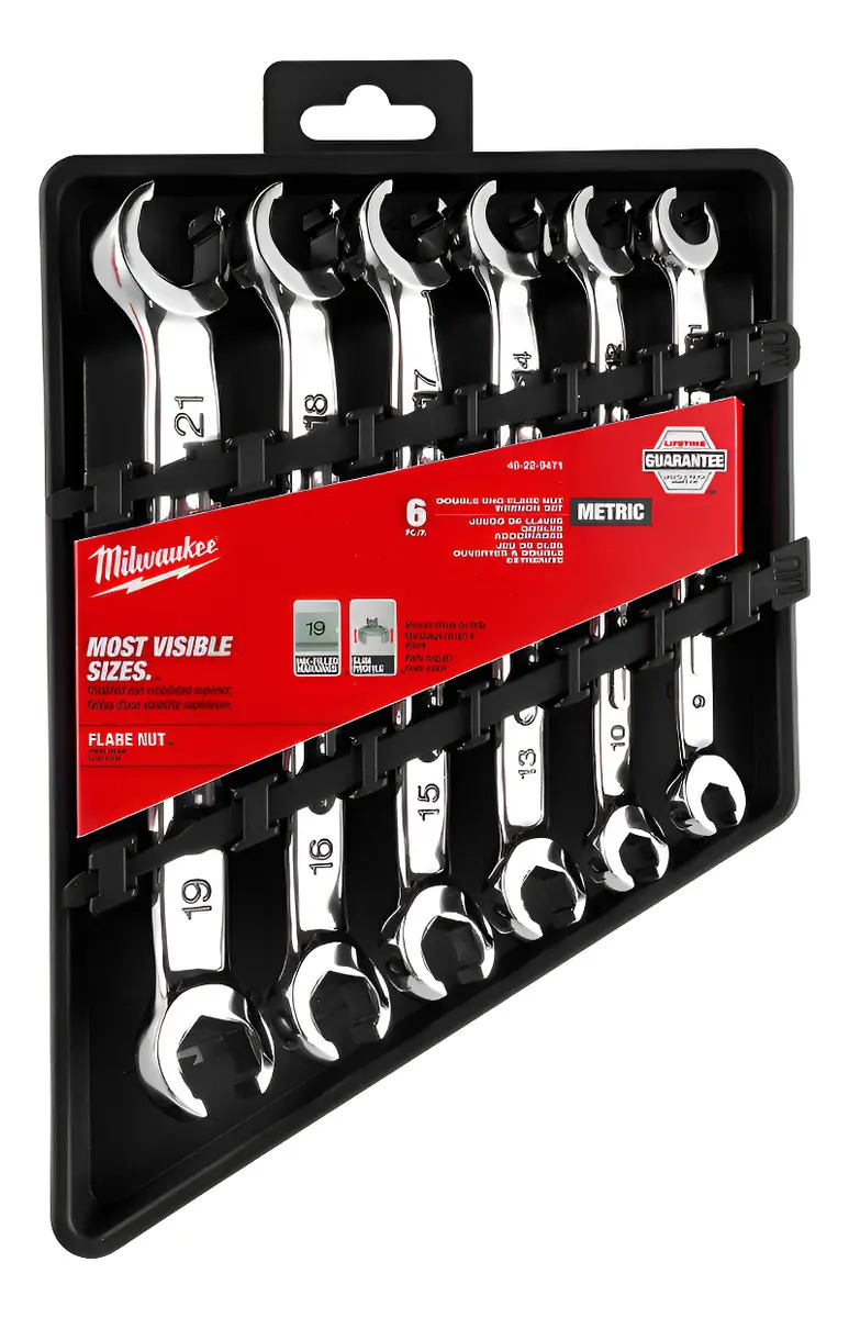 Set Llaves Milwaukee 48-22-9471 6 Piezas Metricas Doble Boca Plateado