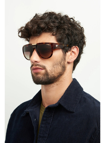Anteojos De Sol Carrera Flaglab 13 Talle Standard Armazón Havana Y Lente Marrón Degradado