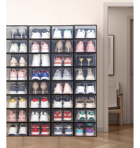 Caja Organizadora De Zapatos Set 4 Apilables Y Firme Color Blanco